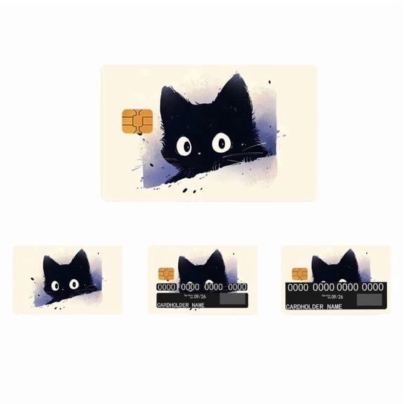 Cute Black Cat Credit Card Sticker, Waterproof Vinyl Debit Card Sleeves, Personalised Bank Card Covers, Gift for Friends 4pack