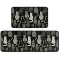 thumbnail image 1 of Cute Black Cat Kitchen Mats Set of 2, Non-Slip Washable Cat Kitchen Mats, Funny Black Cat Rugs for Kitchen, Sink, Laundry Room, Bathroom, Home Decoration, Gift for Cat Lovers, 17x30+17x47In, 1 of 6
