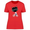 thumbnail image 1 of Cute Black Cat On A Bicycle T-Shirt Women -Image by Shutterstock, Female Medium, 1 of 2