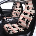 thumbnail image 1 of Cute Black Cat Pattern Car Seat Covers – Pink Striped Kawaii Design Car Seat Protectors, Adorable Pet Lover Auto Interior Decor Gift, 1 of 7