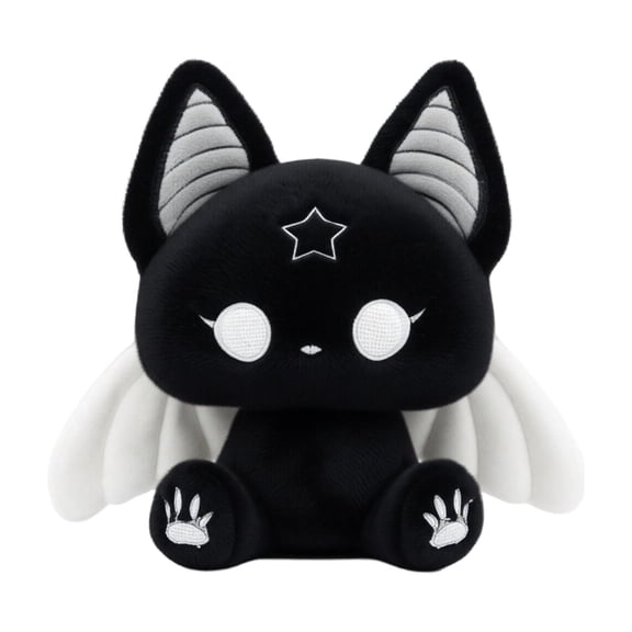 Cute Black Cat Plushie with Wings, 7.87 Inch Gothic Emotional Support Stuffed Animal, Soft Plush Toy Desk Decor Halloween Christmas Gift for Women Girlfriend Girls Boys