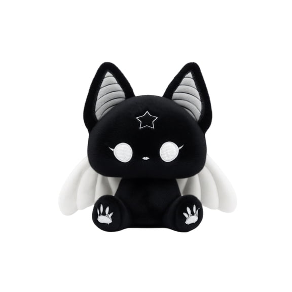 Cute Black Cat Plushie with Wings, Fluffy Gothic Stuffed Animal Collectible Plush, 7.87 Inch Dark Aesthetic Decor Halloween Christmas Gift for Women Girlfriend Girls Boys