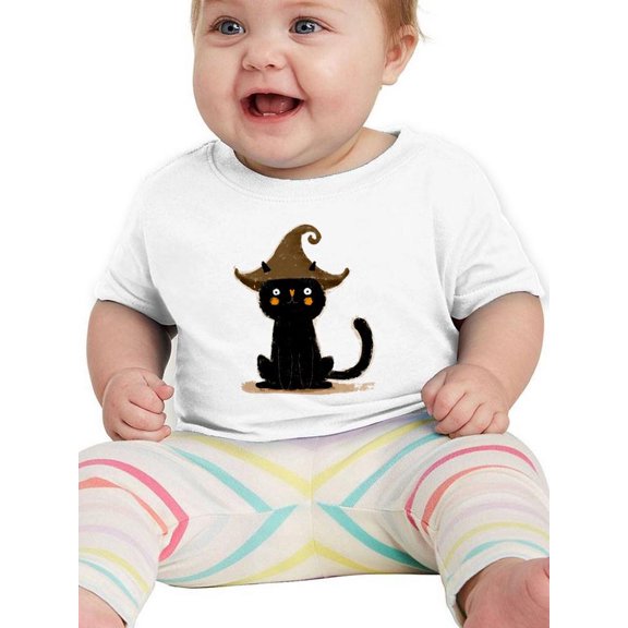 Cute Black Cat W Witch Hat T-Shirt Infant -Image by Shutterstock,  18 Months