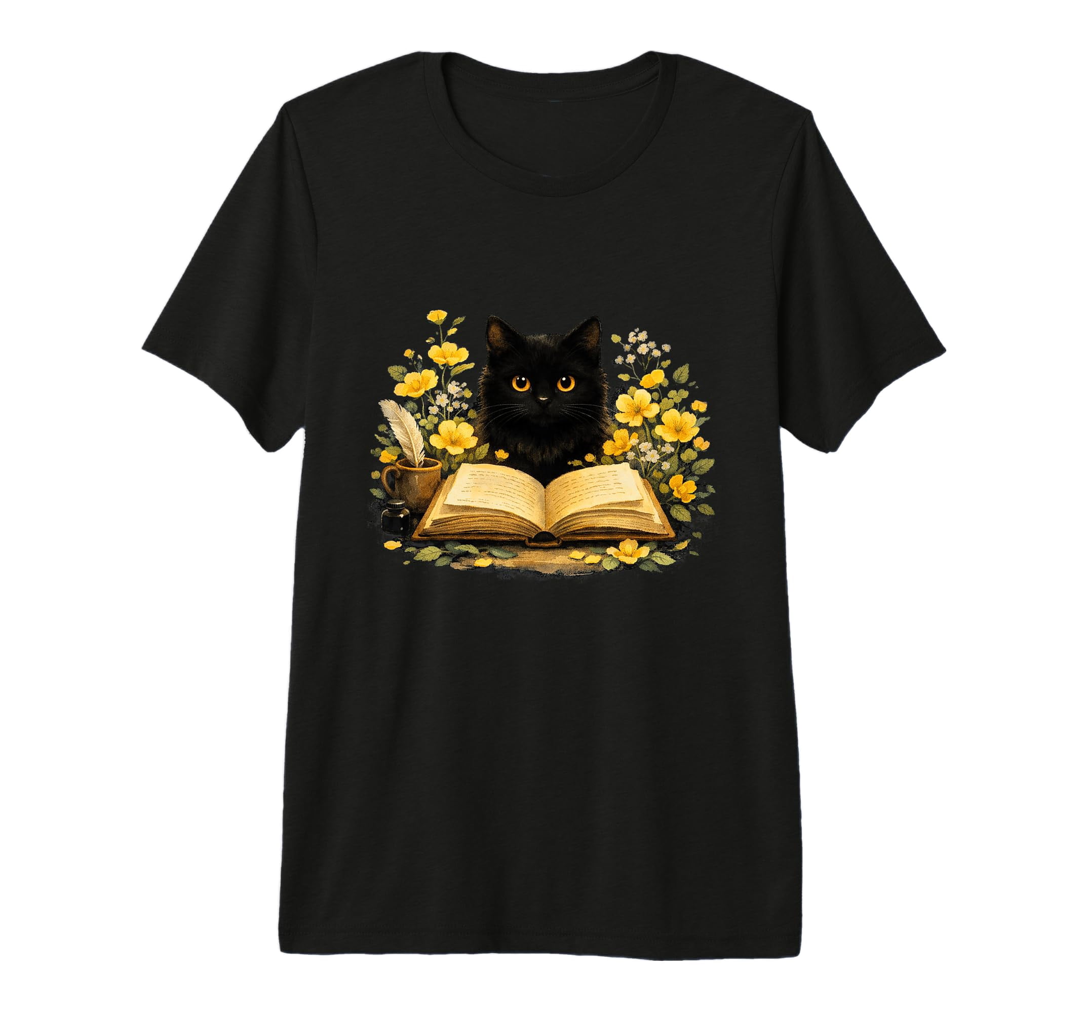Cute Black Cat and Open Book Premium Tri-Blend T-Shirt for Cozy Night ...
