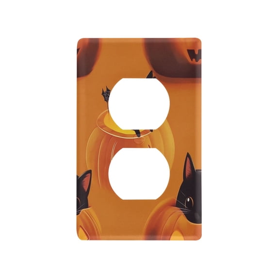 Cute Black Cat and Pumpkins Light Switch Cover Switch Plate Outlet Cover Plug Cover for Electrical Outlet