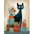 thumbnail image 1 of Cute Black Cat with Gifts and Flowers Canvas Print, Wall Art for Living Room, Bedroom, Kitchen, Office, Dining Room, Home, 1 of 8