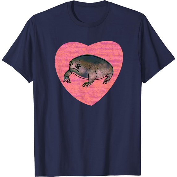 Cute Black Desert Rain Frog Love Heart Unisex T-Shirt for Men Women Kids Toddler,Navy Color,Size YL