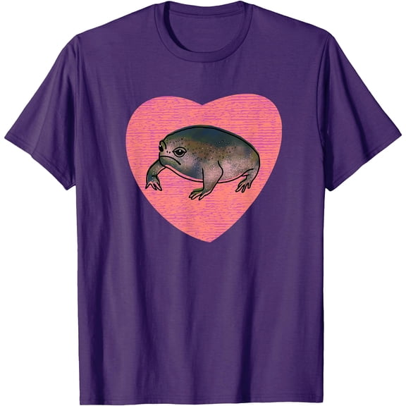 Cute Black Desert Rain Frog Love Heart Unisex T-Shirt for Men Women Kids Toddler,Purple Color,Size 2XL