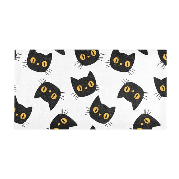 Cute Black Kitten Bath Mat 39x20 Inch Soft Absorbent Non-Slip Plush Bathroom Rug for Floor
