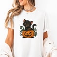 thumbnail image 1 of Cute Black Kitten Halloween Shirt Sitting on Pumpkin Jack-o'-Lantern Fall Spooky Season Cat Lover Tee Autumn October Graphic Shirt, 1 of 5