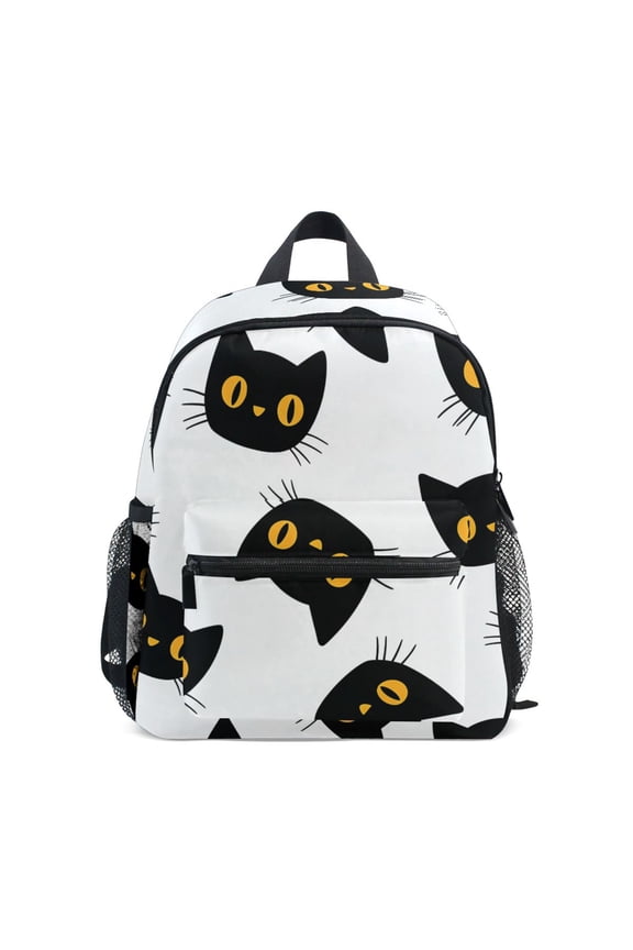 Cute Black Kitten Mini Backpack Cute Small Backpack with Chest Strap and Whistle Ages 3-8