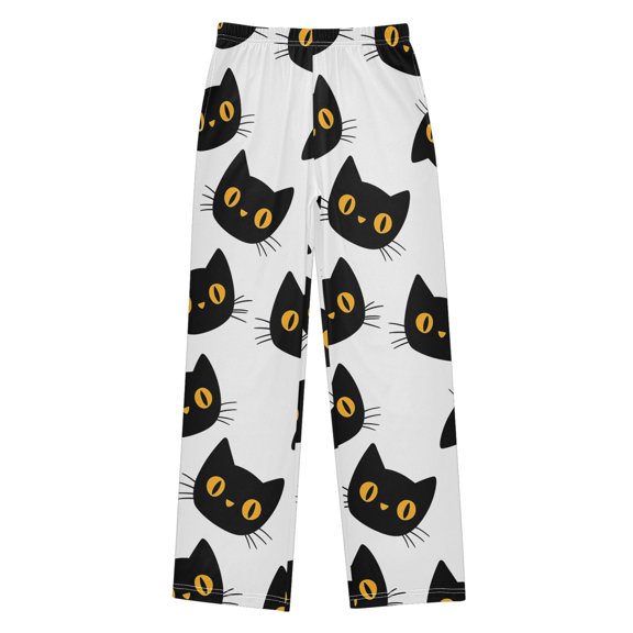 Cute Black Kitten Pajama Pants Soft Lightweight Lounge Pants Bottoms Sleep Pants Warm Comfy