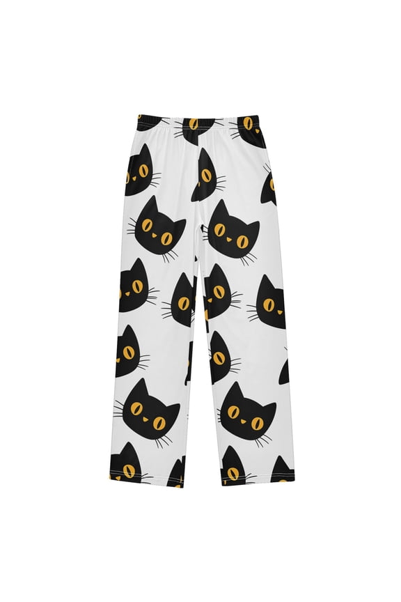 Cute Black Kitten Pajama Pants Soft Lightweight Lounge Pants Bottoms Sleep Pants Warm Comfy