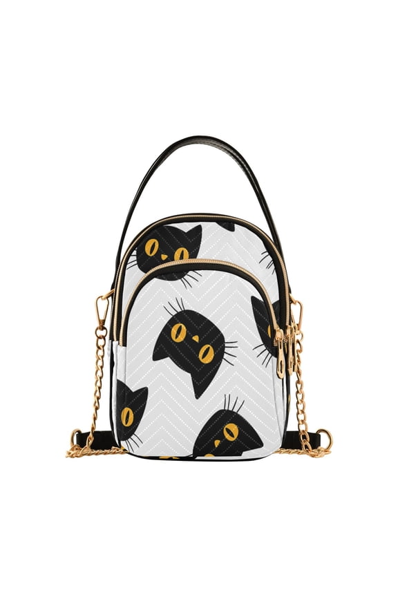 Cute Black Kitten Women's Crossbody Handbags Leather Crossbody Bags Fanny Pack Chest Bag for Travel