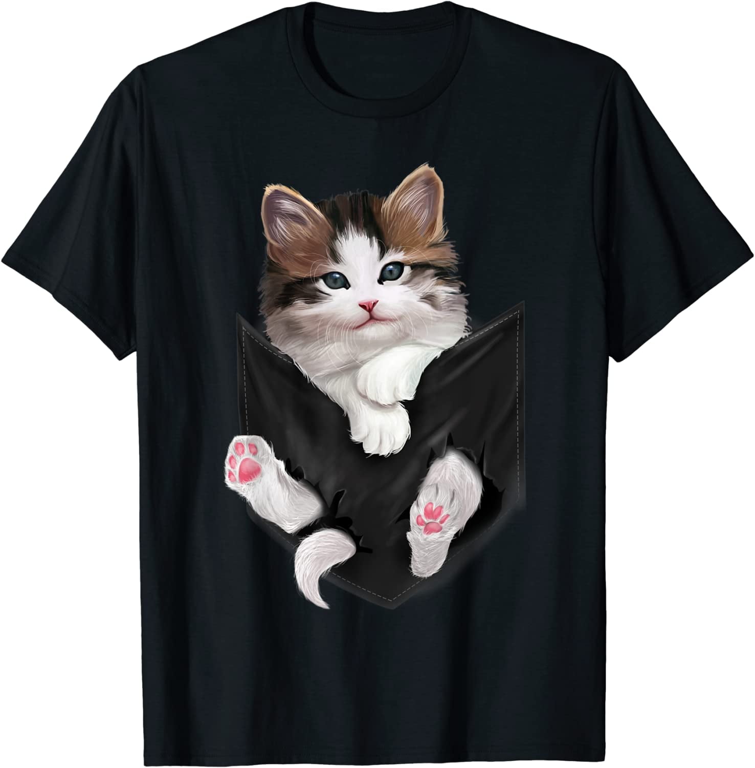 Kitty cat pocket t shirt cheap