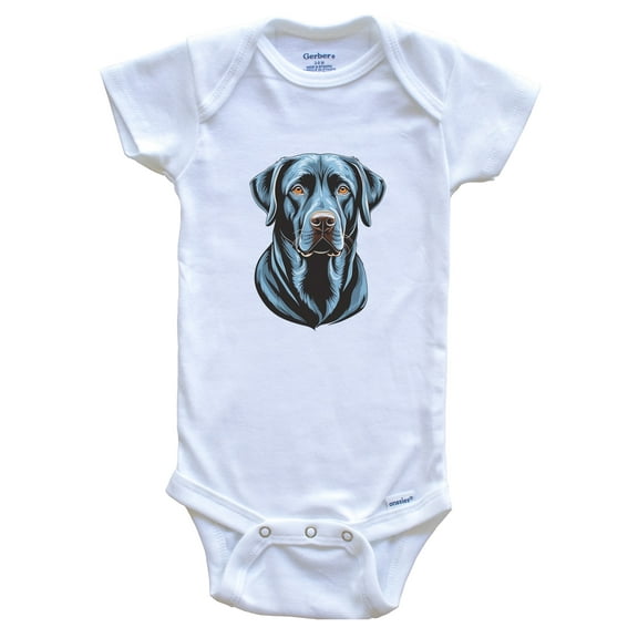 Cute Black Lab Dog Breed Baby Bodysuit, 0-3 months white