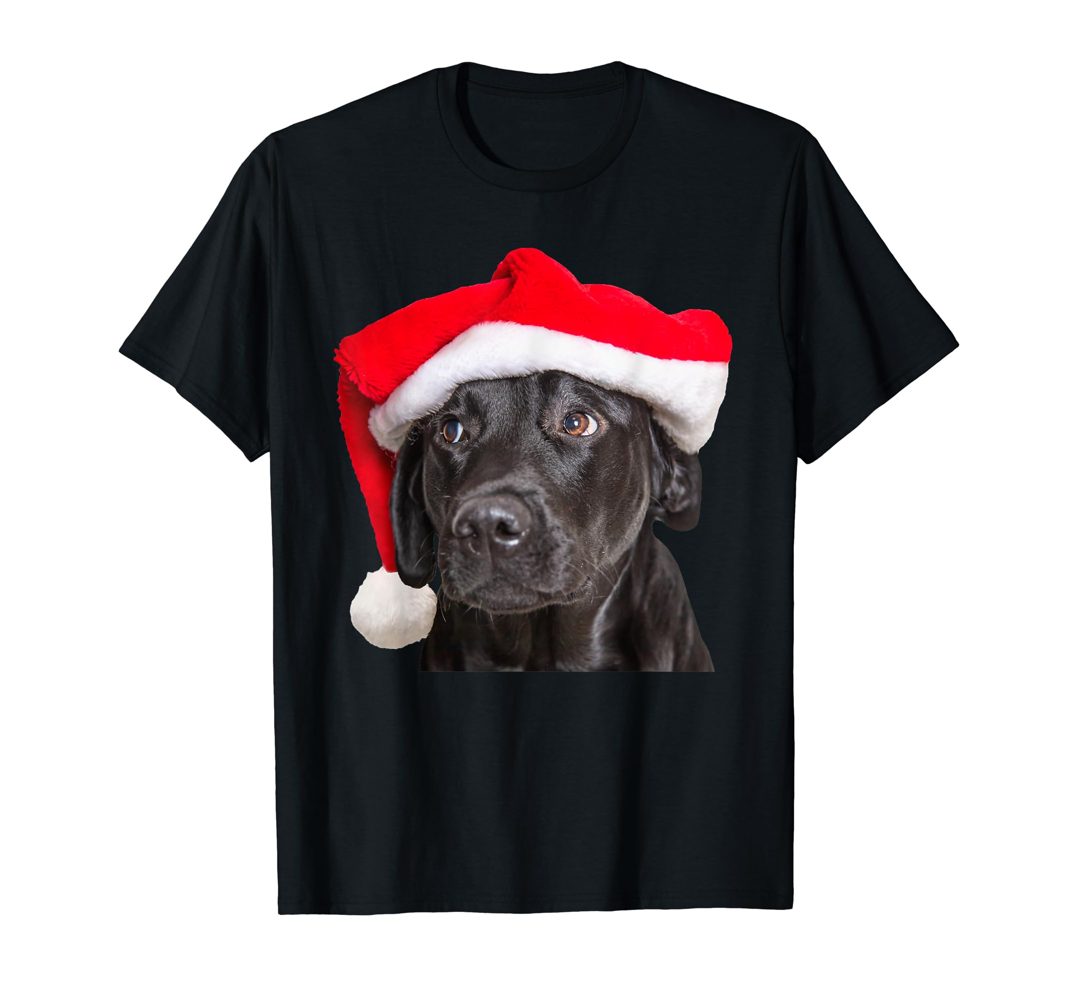 Cute Black Lab Santa Hat Christmas Dog Labrador Retriever Black TShirt