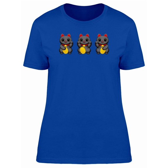 Cute Black Maneki Neko Kittens Tee Women's -Image by Shutterstock