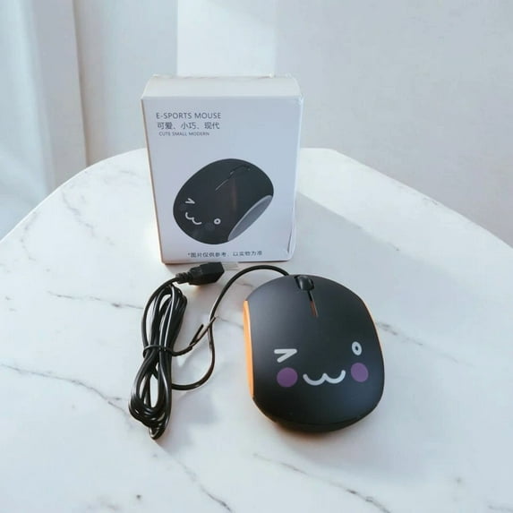 Cute Black & Orange Wired E-Sports Mouse