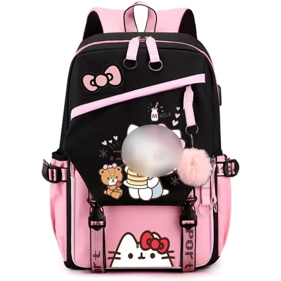 Fashion Trend Backpack Anime Cosplay Laptop Backpack With USB and Cute Cartoon Pattern