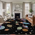 thumbnail image 1 of Cute Black Space Area Rugs 5'x8', Washable Small Throw Rugs for Classroom Bedroom, Star Cartoon Spaceship Planet Indoor Outdoor Rug Non-Slip Low Pile Carpet Runner Reversible Floor Mats, 1 of 8