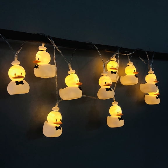 Cute Black Tie Duck String Light Battery Powered 10LEDs Duck Night Mood Light for Indoor Kids Bedroom Christmas Decor