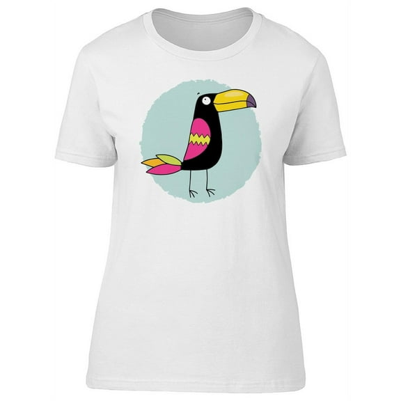 Cute Black Tropical Toucan Bird T-Shirt Women -Image by Shutterstock, Female Medium