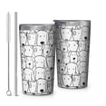 thumbnail image 1 of Cute Black and White Cartoon Line Drawing Dog 10oz Tumblers Stainless Steel Tumbler with Lid and Straw,Vacuum Insulated Double Wall Travel Tumbler Cups with Cleaning Brush for Coffee, Tea, 1 of 4