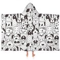 thumbnail image 1 of Cute Black and White Cartoon Line Drawing Dog Hooded Bath Towel，60"x35" for Ages 3 To 12 Kids, Quick Dry Lightweight Soft Microfiber Hood Beach Towel Cover Up for Kids, 1 of 7