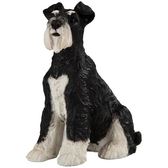 Cute Black and White Schnauzer Dog Puppy Statue Figurine