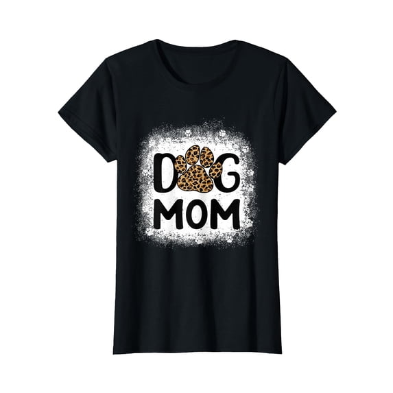 Cute Bleached Dog Mom Leopard Paw Print T-Shirt for Dog Lovers ...