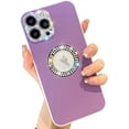 thumbnail image 1 of Cute Bling Compatible with iPhone 13 Pro Max Case, Glitter Diamond Logo Circle Case for Girls Women PU Leather Protective Soft Silicone Cases Cover Back(Purple), 1 of 12