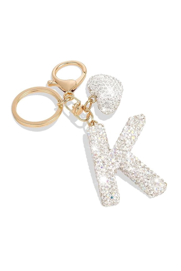 Cute Bling Initial Letter Keychain - Cute Resin Pendant with Heart Design, Personalized Alloy Key Gift for Car