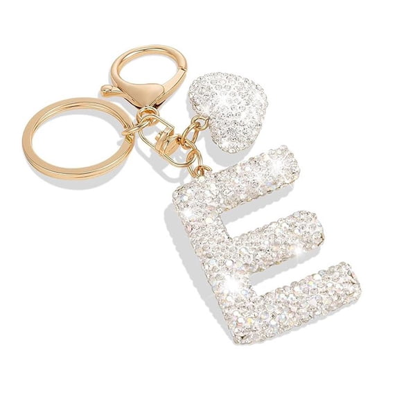 Cute Bling Initial Letter Keychain - Cute Resin Pendant with Heart Design, Personalized Alloy Key Gift for Car
