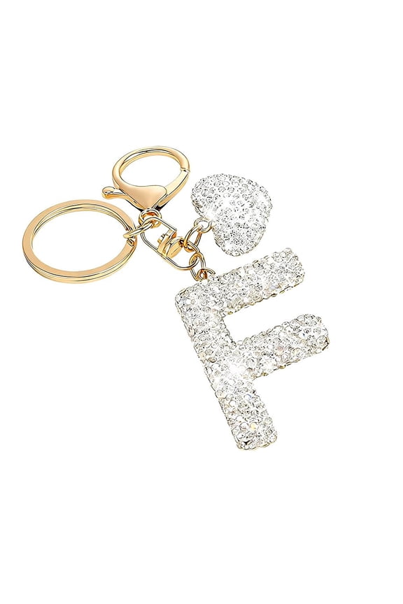 Cute Bling Initial Letter Keychain - Cute Resin Pendant with Heart Design, Personalized Alloy Key Gift for Car