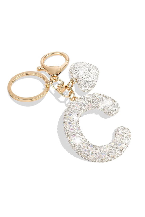 Cute Bling Initial Letter Keychain - Cute Resin Pendant with Heart Design, Personalized Alloy Key Gift for Car