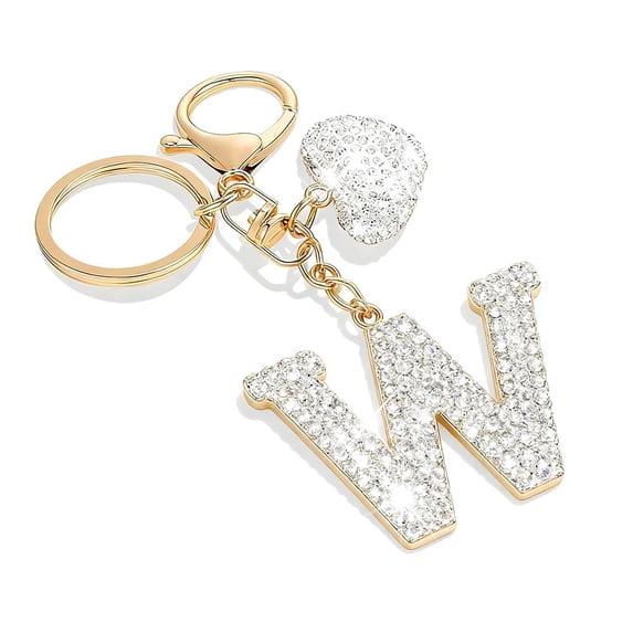 Cute Bling Initial Letter Keychain - Cute Resin Pendant with Heart Design, Personalized Alloy Key Gift for Car