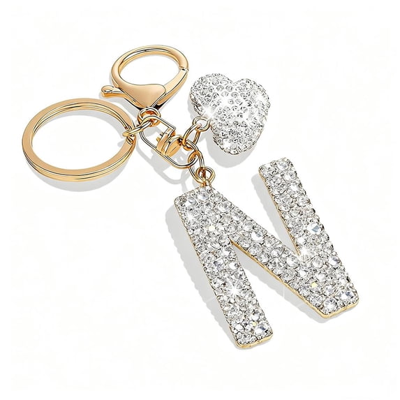 Cute Bling Initial Letter Keychain - Cute Resin Pendant with Heart Design, Personalized Alloy Key Gift for Car