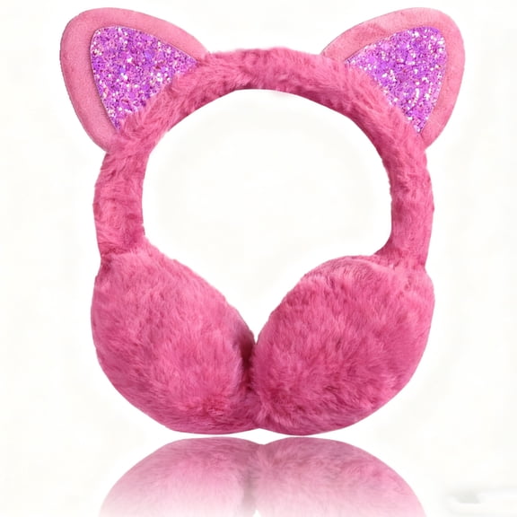 Cute Bling Pointed Ears Plush Ear Warmer for Women, Faux Fur Cat Ear Headband with Soft Plush Lining for Daily Winter Fashion & Outdoor Activities