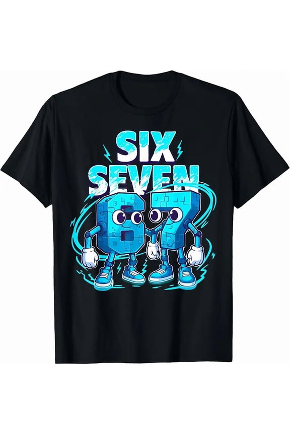 Cute Block Numbers 6 7 Graphic Unisex Birthday Short Sleeve T-Shirt