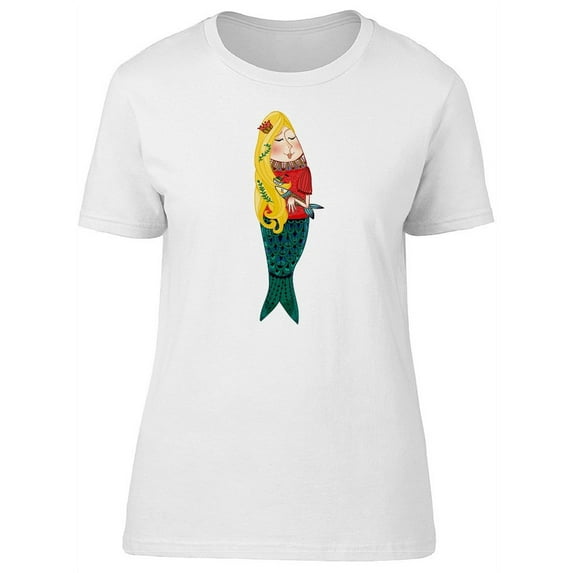 Cute Blonde Mermaid Cartoon T-Shirt Women -Image by Shutterstock, Female Small
