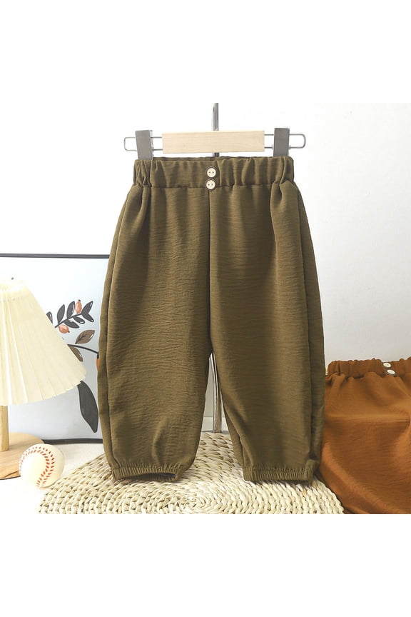 Cute Bloomers Pants for Toddlers Kids Size 2-10 Elastic Waist Tapered Leg Trousers Boys & Girls Lightweight Solid Baggy Pant Summer