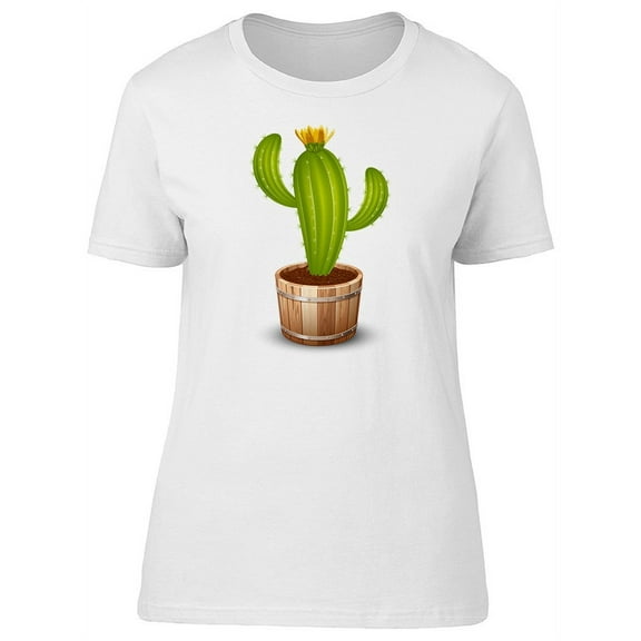 Cute Blooming Cactus Cartoon T-Shirt Women -Image by Shutterstock, Female Medium