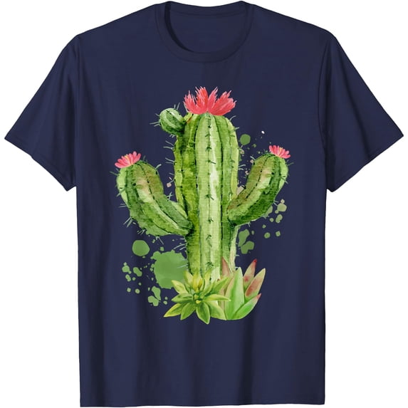 Cute Blooming Cactus Flowers I Cacti Succulents Unisex T-Shirt for Men Women Kids Toddler,Navy Color,Size 3XL