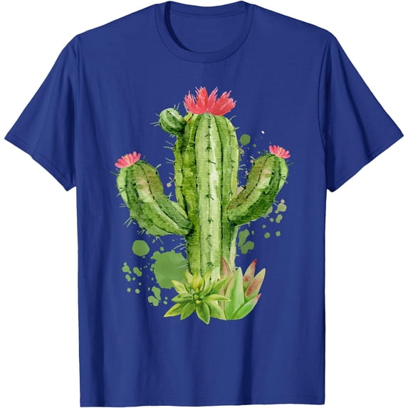 Cute Blooming Cactus Flowers I Cacti Succulents Unisex T-Shirt for Men Women Kids Toddler,Royal Blue Color,Size 3XL