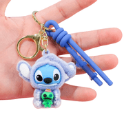 Cute Blue Alien Plush Keychain with Fluffy Heart Charm   Soft Cartoon Character Bag Charm, Backpack Accessory, Gift for Girls & Kids Pack of 1