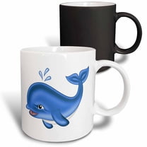 3drose, Cute Blue and White Whale Illustration, 11oz Magic Transforming Mug