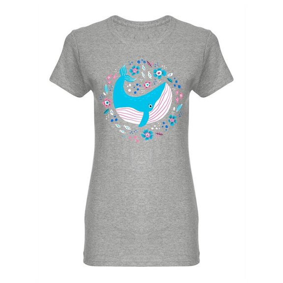 Cute Blue Artistic Whale Shaped T-Shirt Women -Image by Shutterstock, Female Medium