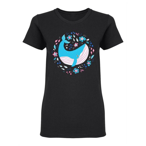 Cute Blue Artistic Whale Shaped Tee Women's -Image by Shutterstock