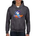 thumbnail image 1 of Cute Blue Bird Riding Airplane Hoodie Juniors -Image by Shutterstock,  Large, 1 of 4
